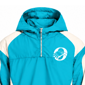 Mens Cyan Two Tone Windbreaker <b>Hoodie</b> <b>Lightweight</b> Quarter Zip Pullover Casual Running Travel Outdoor Athletic Jacket - Product Image 3