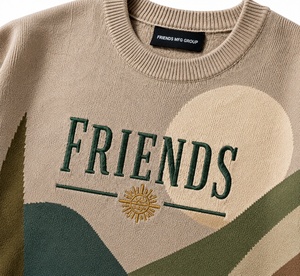 Pull en tricot à col rond pour homme, motif géométrique, pull oversize décontracté, vêtements d'automne - Product Image 2