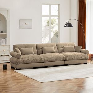 Modern 3-Seat Extra Large Velvet <b>Sofa</b> Oversize Cloud-Like Comfort with Waist Pillows & <b>Support</b> for Living Room - Product Image 2