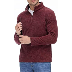 Pull sport décontracté pour homme en molleton 100 % coton, tricoté, respirant, à manches longues, col montant, avec fermeture éclair mi-longue ou quart de zip - Product Image 4