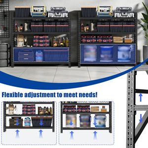 Heavy Duty Industrial Shelving Unit 5000LBS Capacity <b>Adjustable</b> Metal Garage <b>Shelves</b> 69"H X 71"W X 23.7"D - Product Image 6