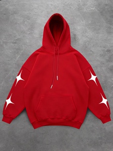 Sudadera con Capucha Roja para Hombre, Corte Regular, Estampado Sólido, Informal, para Invierno, con Cierre, 100% Algodón, Secado Rápido, Transpirable, de Forro Polar - Product Image 1