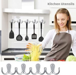 Double Pin SS202 Stainless Steel Modern Wall Mounted Heavy Duty Rustproof Door Towel Hanger 2 <b>Hooks</b> Premium Quality PROMIXO - Product Image 2