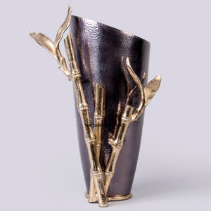 Jarrón de Flores Redondo de Aluminio, Elegante y Personalizado, con Acabado Dorado y Negro, de Aspecto Único e Increíble - Product Image 3