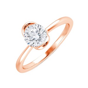 Bague de fiançailles et de mariage en or massif 10K 14K 18K avec demi-diamant rond et diamant de laboratoire rond de 0,3 carat F-VS - Product Image 3