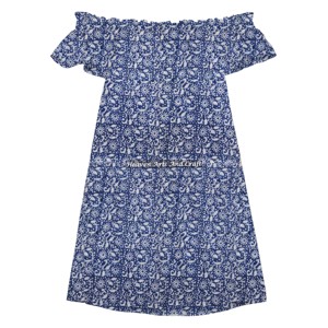Nouvelle robe d'été courte pour femme, robe de soirée sexy en coton à épaules dénudées, robe à imprimé artisanal - Product Image 6