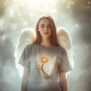 Camiseta Estilo Angelical de Algodón con Estampado Gráfico, Informal, Etérea, con Personalización OEM ODM - Product Image 6