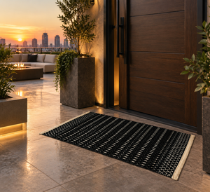 Black Modern Eco-Friendly Pet-Friendly Woven Braided Rectangle Door Mat for Home Entrance Porch Entryway - Product Image 4