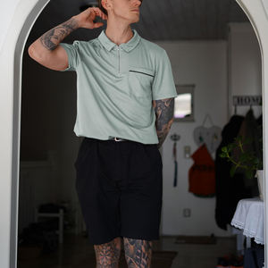 Mens Comfortable <b>Fit</b> Quarter Zipper <b>T</b>-<b>Shirt</b> Short Sleeve <b>Muscle</b> <b>Fit</b> Anti-Wrinkle Feature Custom OEM Design Print Knitted <b>T</b>-<b>Shirt</b> - Product Image 4