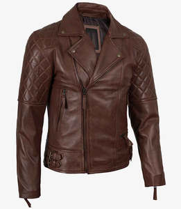 Veste en cuir marron vintage pour homme, style motard, coupe ajustée, design moto vintage, qualité supérieure - Product Image 3