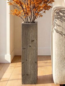 Jarrón Rectangular de Madera Aqdus Saleem, Florero de Bambú, Decoración Rústica para Interiores, para Sala de Estar, 8"-12" de Diámetro - Product Image 5