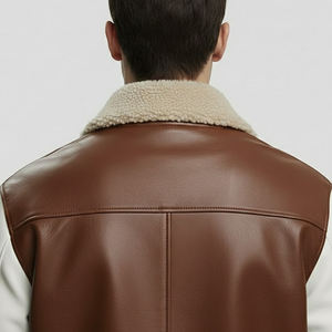 Vestes en cuir véritable pour hommes, en peau d'agneau véritable cirée, noires, à capuche, style bomber, avec capuche amovible, veste d'hiver pour hommes - Product Image 6