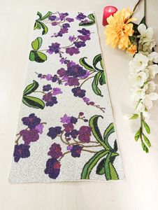 Mantel de Tela Hecho a Mano, Rectangular, Diseño Floral Morado, Lujoso, Ecológico, Duradero, Ligero, Forma Personalizada - Product Image 1