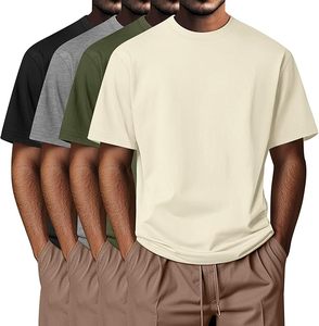 T-shirt à manches courtes pour homme, coupe classique, couleur unie, col rond, 100% coton, respirant, jersey décontracté, design uni - Product Image 2