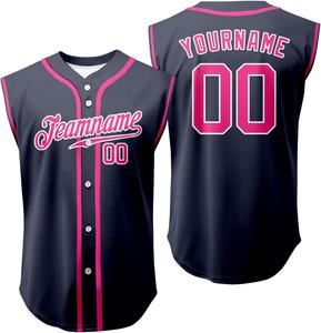 Design personnalisé Maillot de baseball solide sans manches Gilet à boutons complets Maillot de baseball sans manches avec nom personnalisé - Product Image 1