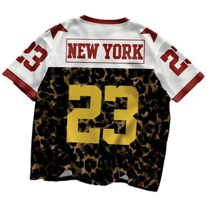 Maillot de football américain surdimensionné personnalisé en maille, motif léopard, respirant, en polyester, streetwear, t-shirt de sport, service OEM personnalisé - Product Image 4