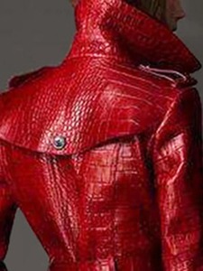 Manteaux en cuir de vachette longs et élégants pour femmes, en peau de mouton véritable rouge, style classique, pour l'hiver – Vente en gros - Product Image 2