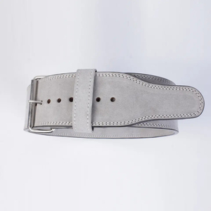 Ceinture de musculation en cuir de vachette grise, réglable avec boucle, unisexe, antidérapante, respirante, protection professionnelle et soutien - Product Image 1