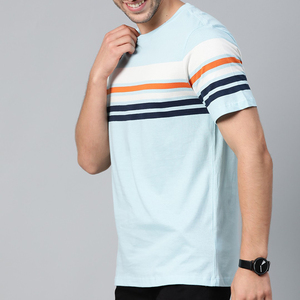 Men's Turquoise <b>Short</b> <b>Sleeve</b> O-Neck Regular Fit Casual Cotton T-Shirt Solid Color Knitted Breathable Design - Product Image 1