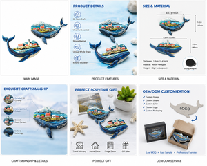 Aimant de réfrigérateur souvenir d'Islande personnalisé, forme de baleine en résine 3D, autocollant pour réfrigérateur, vie marine, animaux, cadeaux de voyage, décoration - Product Image 2