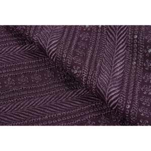Tela Georgette Bordada por Metro, Diseño Geométrico con Lentejuelas en Morado Oscuro, 44 Pulgadas de Ancho, TFAB GEO EMB01 194 - Product Image 1