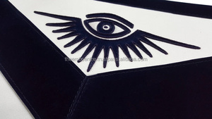 Nouveau tablier de loge bleu maître passé de haute qualité blanc et bleu royal avec broderie argentée insignes maçonniques personnalisés - Product Image 3