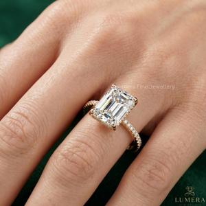 Anillo de Compromiso de Lujo con Diamante Cultivado en Laboratorio de Corte Radiante de 2.00CT, Oro Rosa de 9KT, 10KT, 14KT, 18KT, Certificado IGI, Anillo de Boda para Mujer - Product Image 5