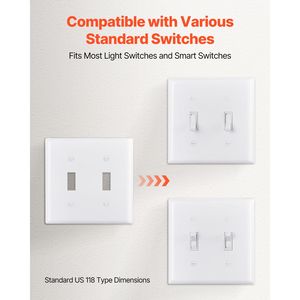 Unbreakable Polycarb Toggle Light Switch <b>Wall</b> <b>Plates</b> 2 Gang Switch Electrical Outlet Covers Standard Size 4.61in L X 4.53in H - Product Image 3