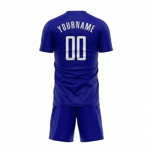 ชุดเสื้อฟุตบอลสั่งทำสีน้ำเงิน พิมพ์ลายแบบซับลิเมชั่น ระบายเหงื่อได้ดี ระบายอากาศได้ดี ผลิตจากโพลีเอสเตอร์ 100% คอกลม แขนสั้น สำหรับทุกเพศ - Product Image 3