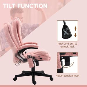 Sedia da Ufficio Direzionale Tradizionale con Schienale Alto in Velluto Rosa, Massaggio Vibrante e Altezza Regolabile (PU) - Product Image 6