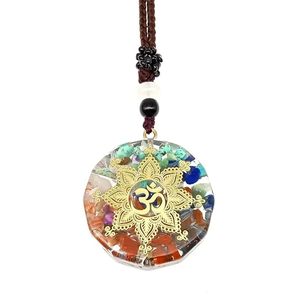 Om Symbol Necklace with 18K Gold Plating Zircon and Pearl Accents 30-Inch Adjustable <b>Rope</b> <b>Chain</b> for Men - Product Image 3