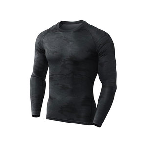 Men Full Sleeve Rash Guard Spandex Polyester Quick Dry Printed Black <b>Camo</b> Design Sport <b>Top</b> - Product Image 1