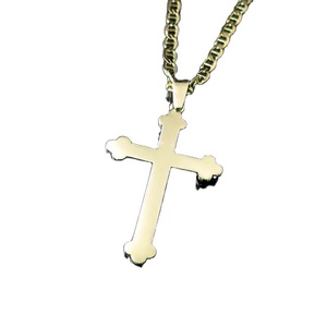 Collar de Cruz ortodoxa oriental cristiana, collar con colgante ortodoxo de acabado chapado en oro brillante, cruz hecha a mano - Product Image 5