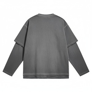 เสื้อยืดแขนยาวทรงโอเวอร์ไซส์สีดำ คอกลม สไตล์สตรีทแวร์ สำหรับผู้ชาย ขายดีอันดับต้นๆ ปี 2026 วางจำหน่ายออนไลน์แล้ว - Product Image 2