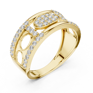Anillo de Diamantes Cultivados en Laboratorio IMPERIAL ORBIT, Oro Amarillo de 18 Quilates con Baño de Rodio, 0.57CT, con Piedras Laterales, para Boda, Compromiso, Regalo, Uso Diario - Product Image 1