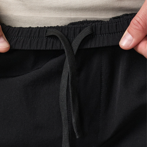 Mens Black Solid Knitted Breathable <b>Cargo</b> <b>Shorts</b> Cotton Blend Athletic Gym Casual Training Utility Multi Pocket Drawstring - Product Image 6