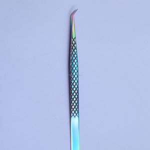 Pince à épiler d'extension de faux cils en acier inoxydable de qualité supérieure pince à épiler à pointe de fibre de marque privée pour cils - Product Image 5