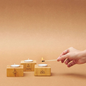 Portavelas de Madera Hechos a Mano, Juego de Portavelas para Velas de Té, Ideales para Yoga y Decoración del Hogar Personalizada - Product Image 3