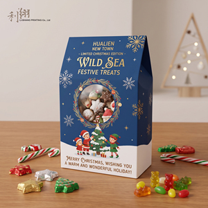 <b>Christmas</b> Gift <b>Box</b> with Window UV Printed Elves and <b>Tree</b> Design Self Erecting Rectangle Coated Paper High-End Packaging - Product Image 5