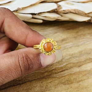 Latest Design Carnelian <b>Ring</b> Boho Floral <b>Statement</b> <b>Ring</b> For Women Brass 18k Gold Plated Floral Band Boho Fashion Wholesale <b>Ring</b> - Product Image 4