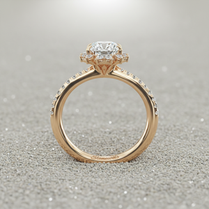 แหวนหมั้นทรงวินเทจ Aureola Diamond Halo ชุบทองคำสีกุหลาบ สำหรับทองคำที่ได้รับการรับรอง - Product Image 3