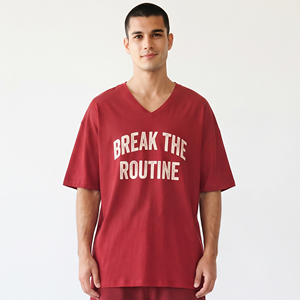 T-shirt d'été décontracté pour homme 100 % coton, col en V ample, manches courtes imprimées, style streetwear, coupe ample - Product Image 6