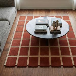 Tapis moderne classique en laine à motif géométrique en terre cuite, noué à la main, à poils plats, à motif floral, pour salon et chambre à coucher - Product Image 4