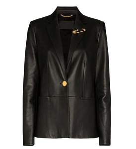 Women's Black Genuine Leather Moto Jacket Full Sleeve <b>Zipper</b> Closure Stand Collar Autumn Style - Product Image 1