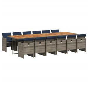13 pezzi Set da pranzo Patio grigio Poly Rattan con cuscini per Set da giardino - Product Image 2