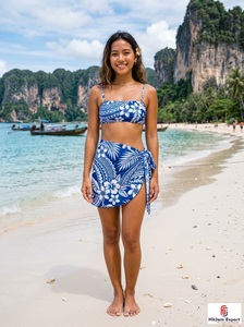 Sarong court personnalisé pour femme, couvre-maillot de bain, tissu satiné à pois, léger, séchage rapide, vêtement de mode - Product Image 3