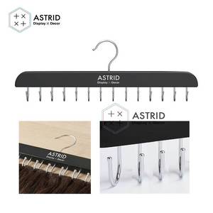 Astrid 36,5 CM 14 crochets en bois avec logo personnalisé, cintre gain de place pour perruques et extensions capillaires pour salon - Product Image 3