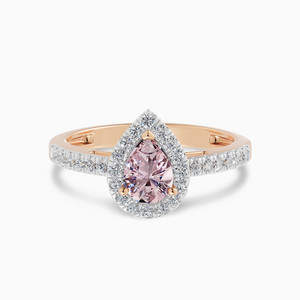 Women's Rose Gold Plated Morganite Pear Cut Engagement <b>Ring</b> Romantic Style Fine Jewelry - Product Image 1