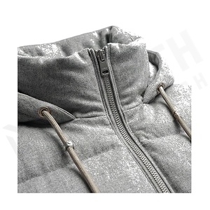 Hooded Quilted Waterproof <b>Bubble</b> Jacket Black Full Sleeve Winter Windproof Cotton Shell Knitted Fabric Polyester Filling Stand - Product Image 4