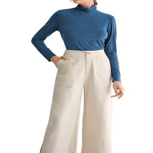 Haut à col roulé bleu pour femme, manches longues, tricot uni, coupe ajustée, respirant, style minimaliste, à porter toute l'année, best-seller - Product Image 5